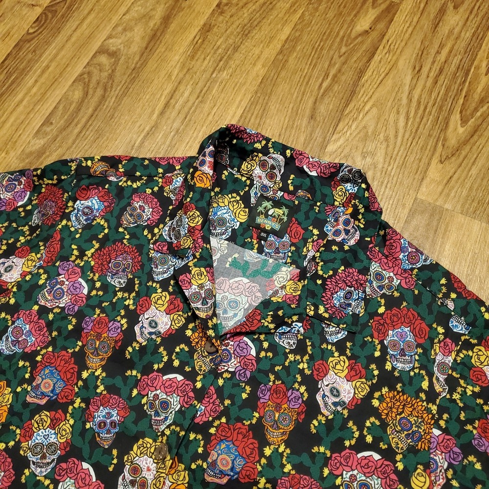 Day Of The Dead Shirt Women‎ 3XL Dia De Los Muertos Skeletons Skulls AOP Bennys